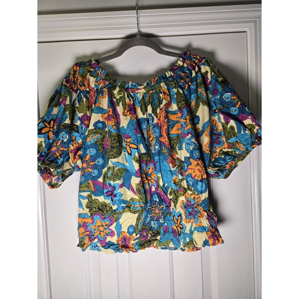 Jennifer & Grace L floral peasant blouse shirt balloon sleeves cottagecore boho - Picture 2 of 11